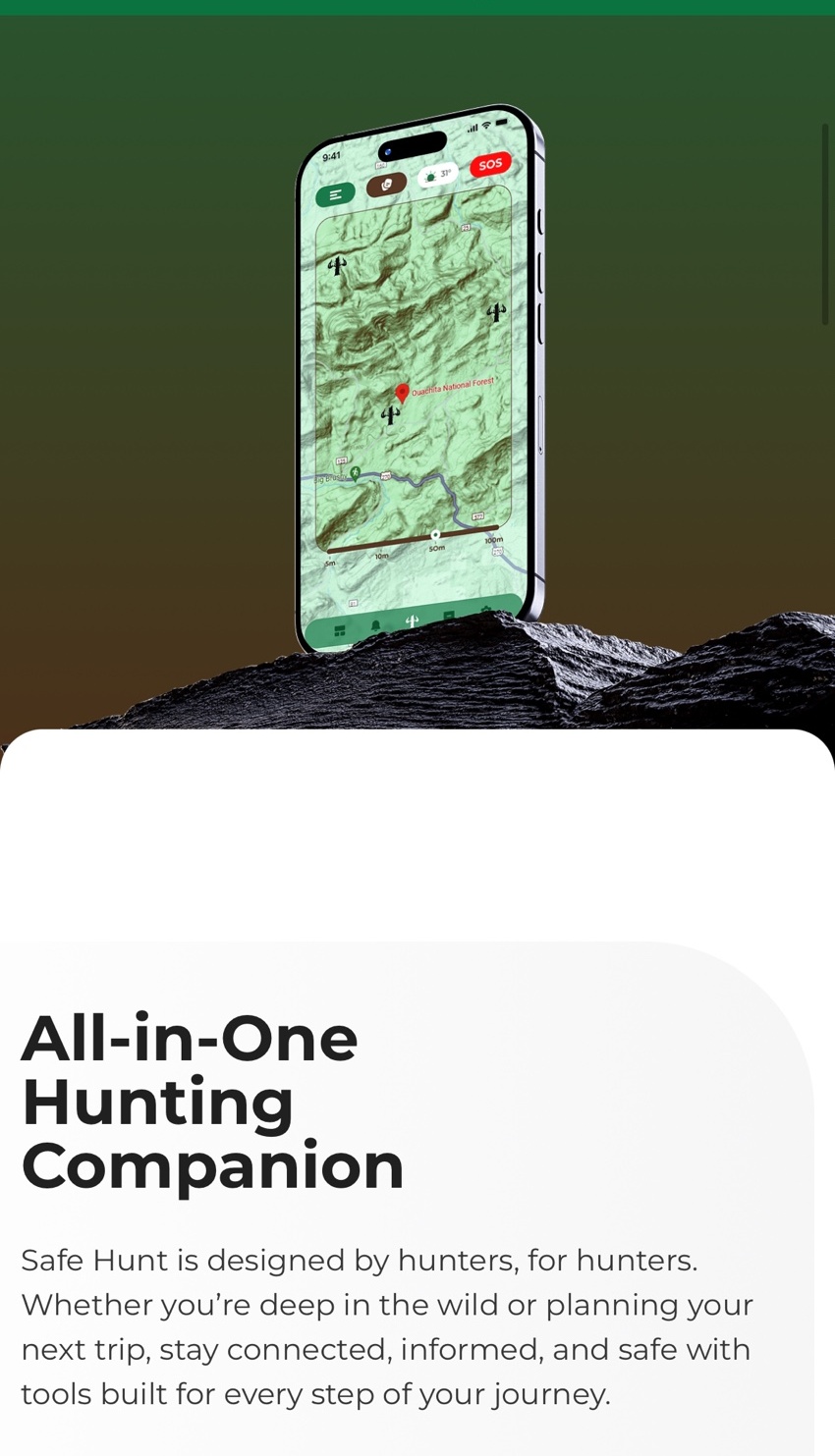Safe Hunt Pro safety and map interface